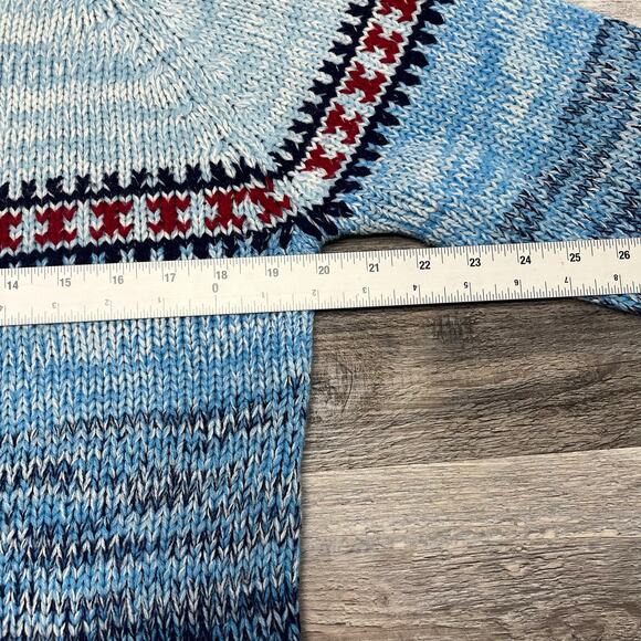 Vintage 80s Snowdrift Blue Red Mens M Stripe Mock Neck Knit Pullover Ski Sweater - Picture 5 of 7